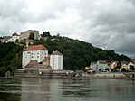 Passau - 3 folyó összefolyásánál; itt épp az Ilz fut be balról